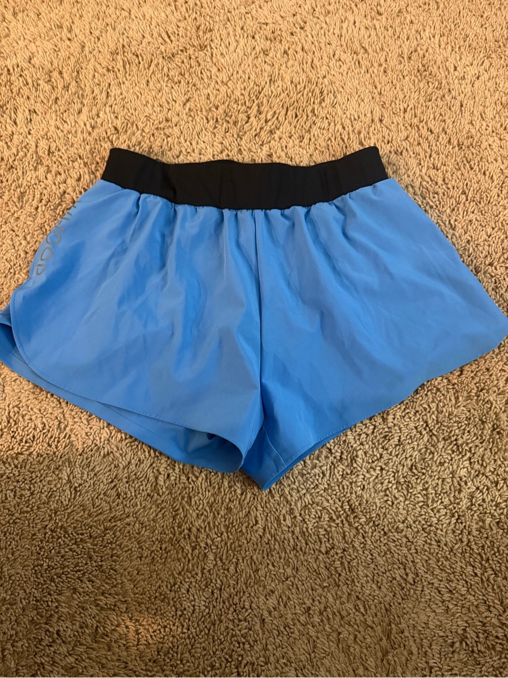 Women's Athletic Shorts in Light Blue with Black Waistband